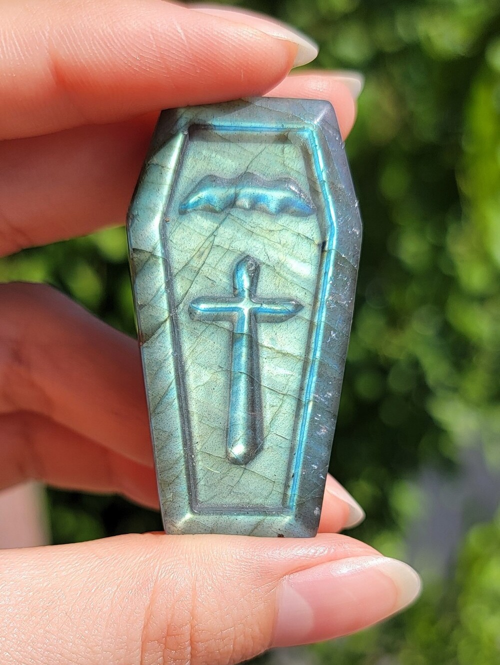 (#5) NEW 1.95" LABRADORITE CASKET. $9 plus shipping